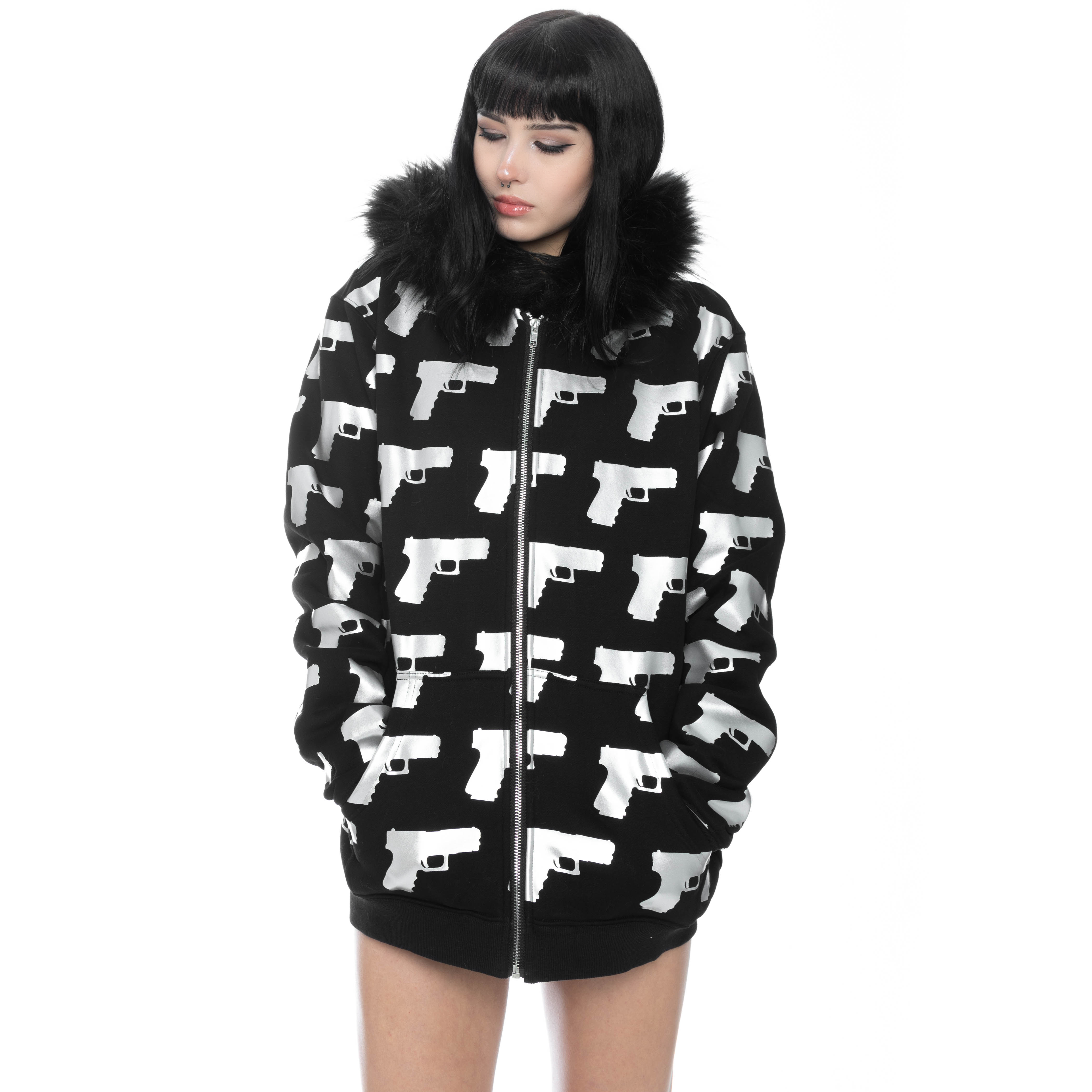 【HI FI FNK】Space Nylon Warmer Hoodie Hi-Vis Full-Zip Hoodie for Work (8425) | Samco