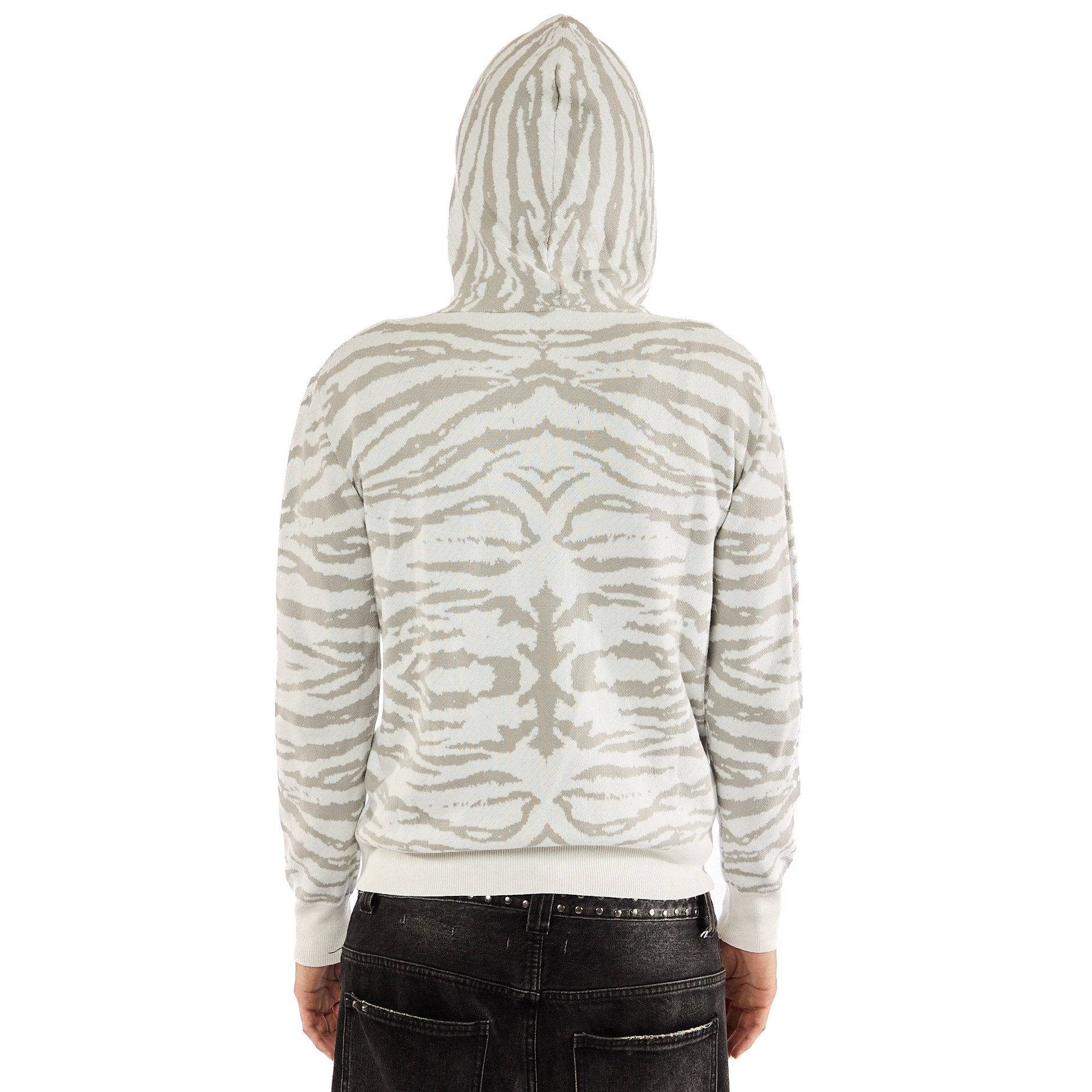 White Tiger Knit Hoodie