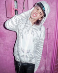 White Tiger Knit Hoodie